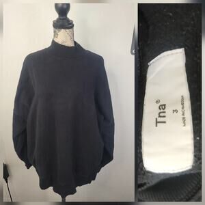 Aritzia TNA Cozy Sweater SZ 3 Mock Neck Black